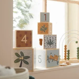 Tour De Cubes Avec Formes à Encastrer En Bois FSC® Beige – Vertbaudet 12